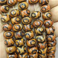 Tibetan Agate Beads Smooth Rondelle Orange Eye Dye, approx 10-14mm, 33pcs per st