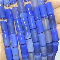 Blue Agate Tube Beads Dye, approx 8-16mm