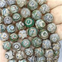 Tibetan Agate Beads Green Eye Smooth Round, approx 10mm