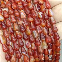 Natural Red Stripe Agate Teardrop Beads Dye, approx 6-9mm