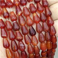 Natural Red Agate Teardrop Beads Dye, approx 8-12mm