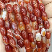 Natural Red Stripe Agate Barrel Beads Dye, approx 8-12mm