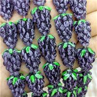Lampwork Glass Grapes Beads Purple, approx 14-22mm