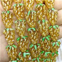 Lampwork Glass Grapes Beads Golden, approx 14-22mm
