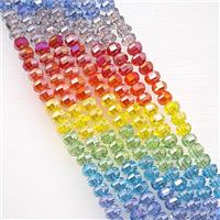 Crystal Glass Beads Faceted Rondelle Mixed Color, approx 4x6mm, 63pcs per st