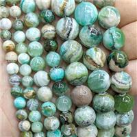 Green Stripe Jadeite Beads Banded Smooth Round, approx 12mm