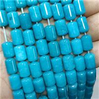 Natural Sponge Jade Tube Beads Teal Dye, approx 8-12mm