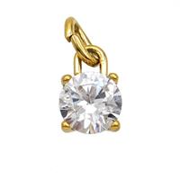 Stainless Steel Pendant Pave Zirconia Gold Plated, approx 7mm