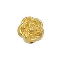 Stainless Steel Rose Flower Beads Gold Plated, approx 12mm