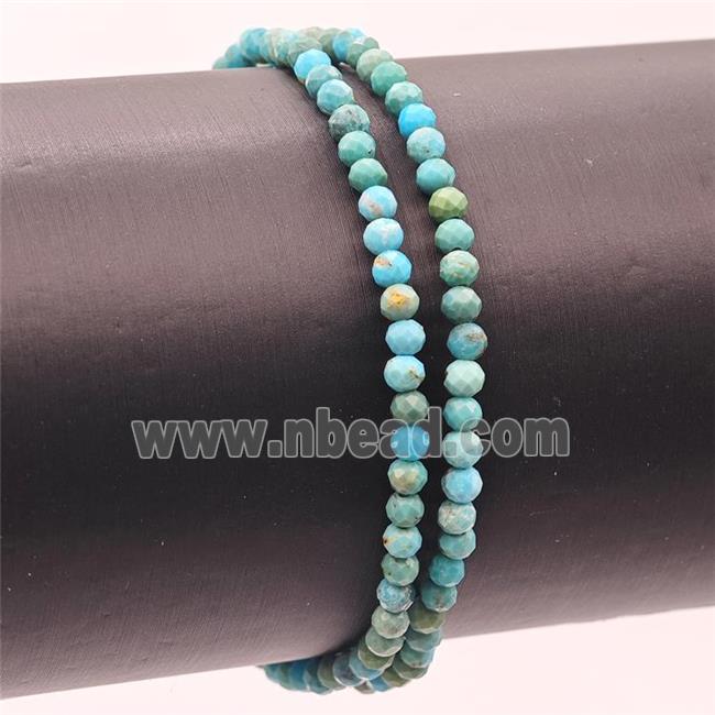 Natural Chinese Turquoise Bracelet Faceted Round Stretchy