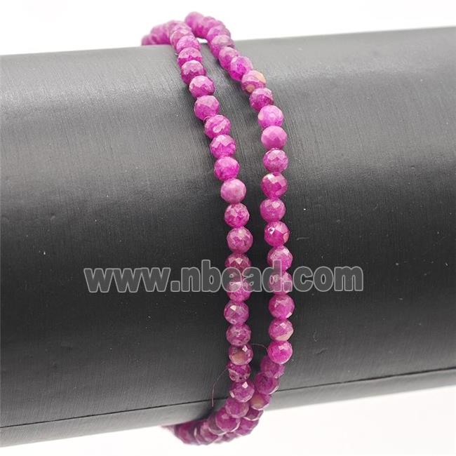 Natural Ruby Bracelet Faceted Round Stretchy Dye