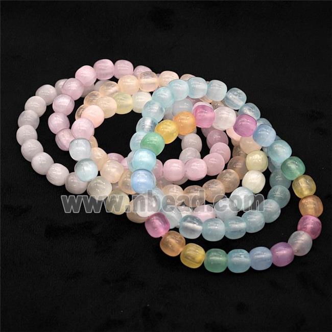 Selenite Bracelet Stretchy Barrel Mixed Color