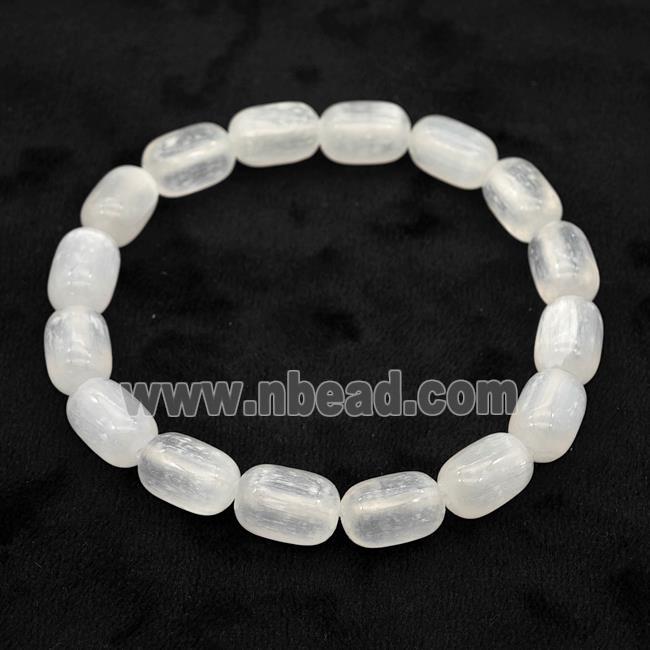 White Selenite Bracelet Stretchy Barrel