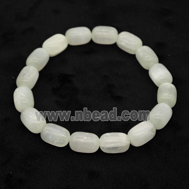 Whitegray Selenite Bracelet Stretchy Barrel