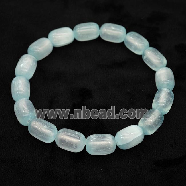 Blue Selenite Bracelet Stretchy Barrel