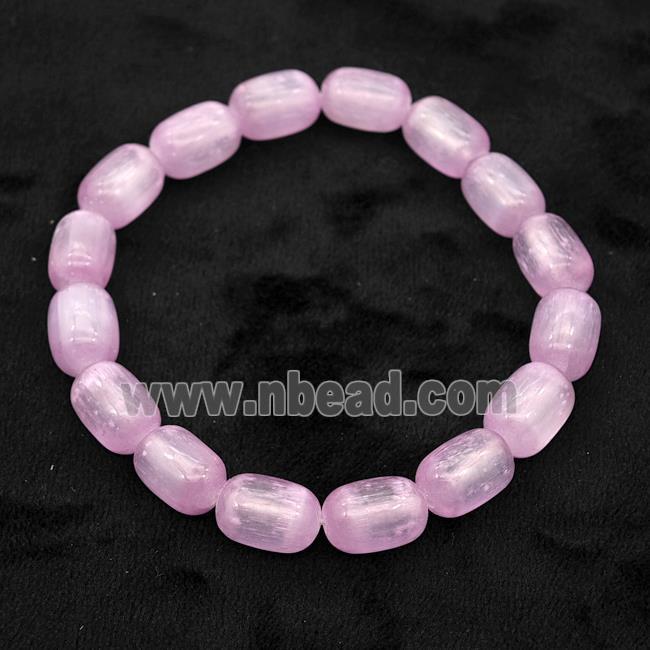 Pink Selenite Bracelet Stretchy Barrel