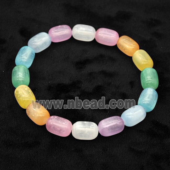 Selenite Bracelet Stretchy Barrel Multicolor