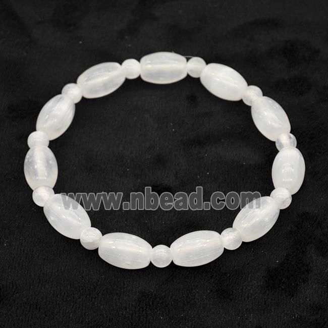 White Selenite Bracelet Stretchy Rice