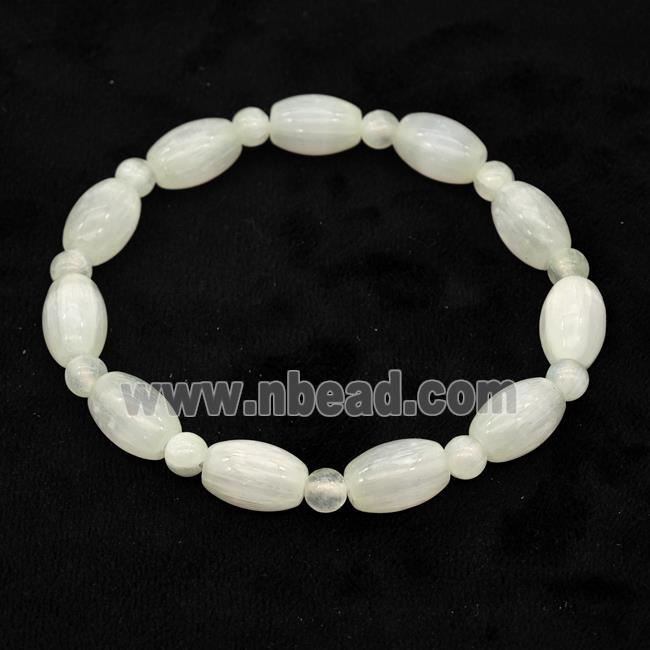 Whitegray Selenite Bracelet Stretchy Rice