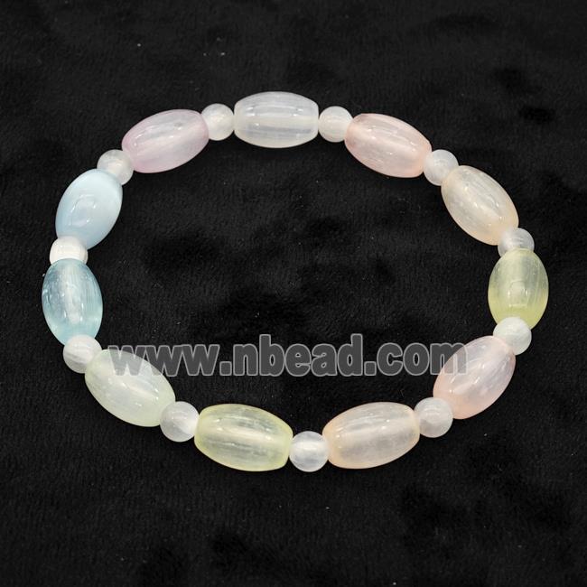 Selenite Bracelet Stretchy Rice Multicolor