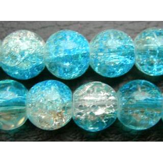 Crackle Glass Beads, Blue, Round