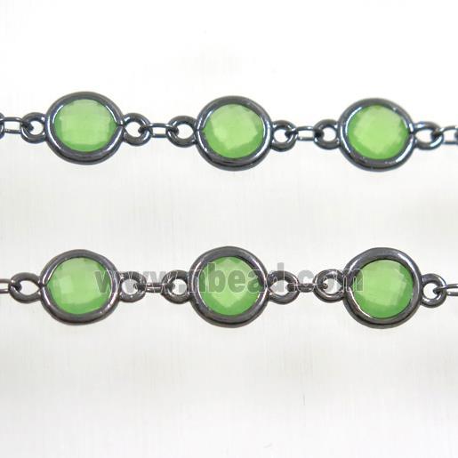 copper chain with green Chinese crystal glass, black plated