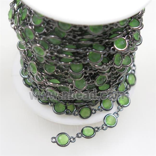 copper chain with green Chinese crystal glass, black plated