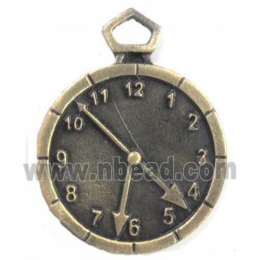 Clock charm, Tibetan Silver pendant, Lead and nickel Free