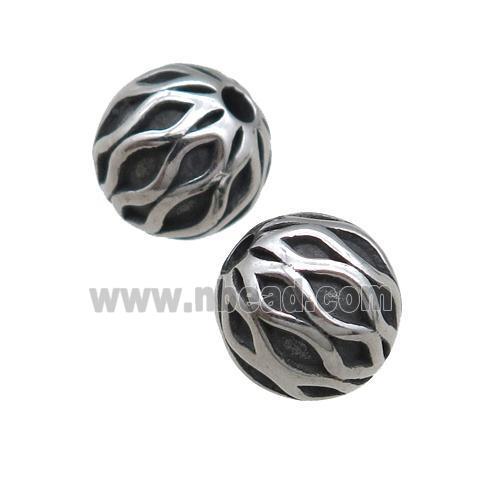 round stainless steel beads, antique silver