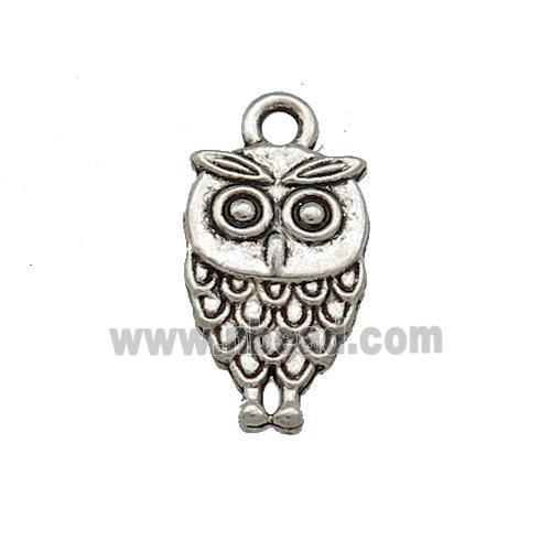 Tibetan Style Zinc Owl Pendant Antique Silver