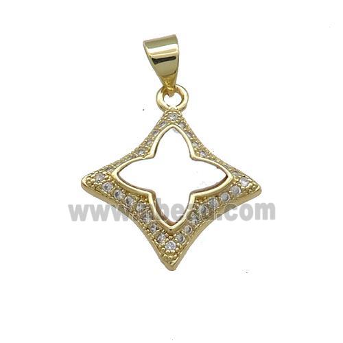 Copper Star Pendant Pave Shell Zircon 18K Gold Plated