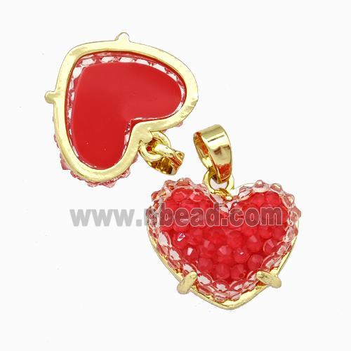 Red Resin Heart Pendant Gold Plated
