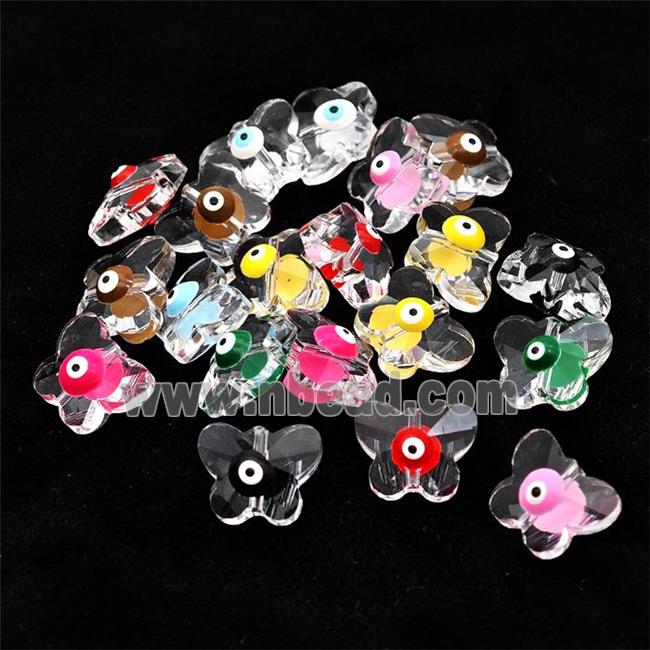 Chinese Glass Crystal Butterfly Beads With Evil Eye Mixed Color