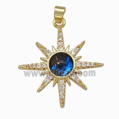 Copper Northstar Pendant Pave Zircoina Gold Plated
