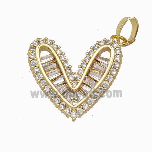 Copper Heart Pendant Pave Zirconia Gold Plated