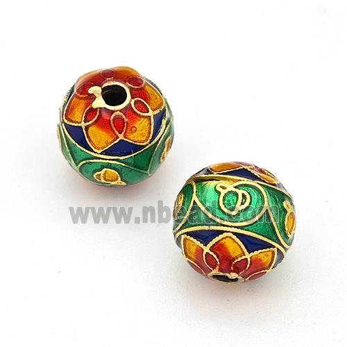 Copper Round Beads Multicolor Painted Gold Plated