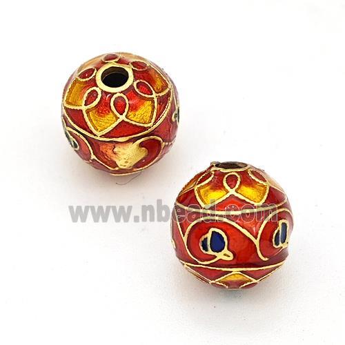 Copper Round Beads Multicolor Painted Gold Plated