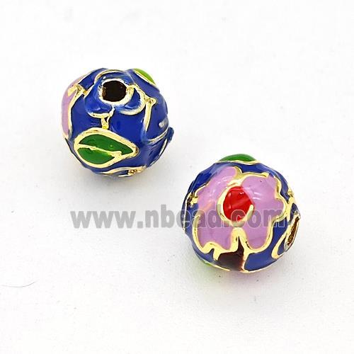 Copper Round Beads Multicolor Enamel Gold Plated