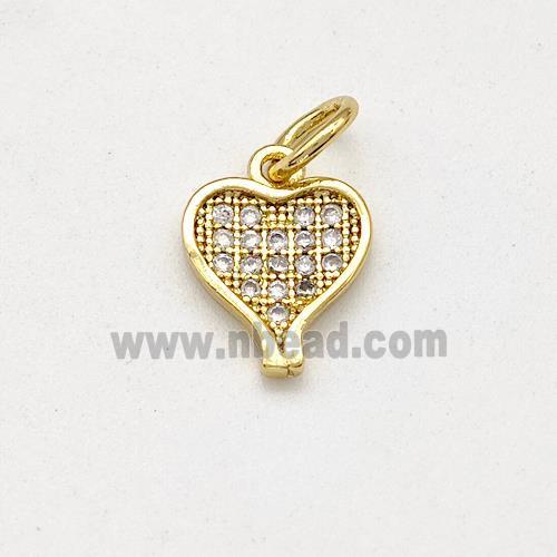 Copper Heart Pendant Pave Zirconia Gold Plated