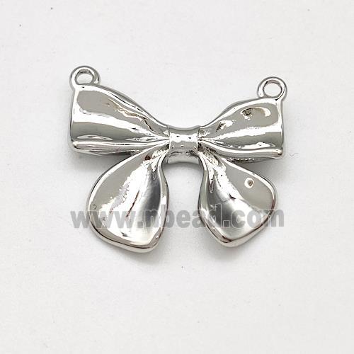 Copper Bow Pendant 2loops Platinum Plated