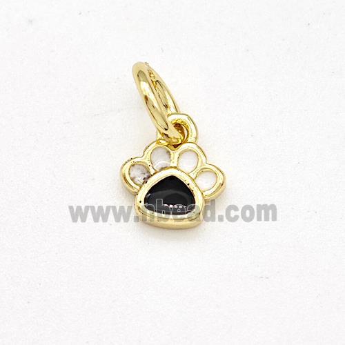 Copper Paws Charms Pendant White Black Enamel Gold Plated