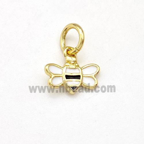 Honeybee Charms Copper Pendant White Enamel Gold Plated