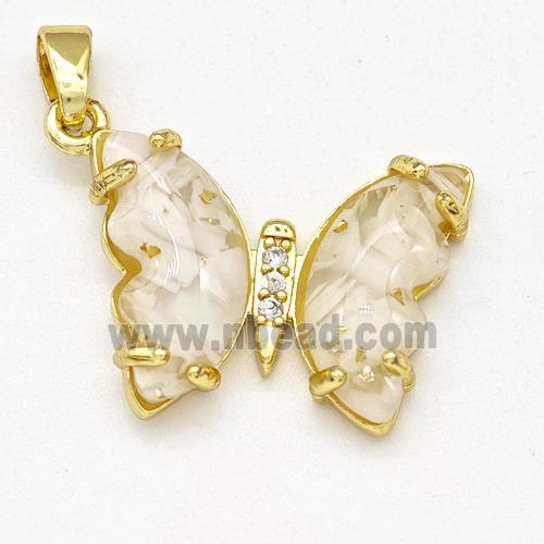 Clear Acrylic Butterfly Pendant Copper Gold Plated