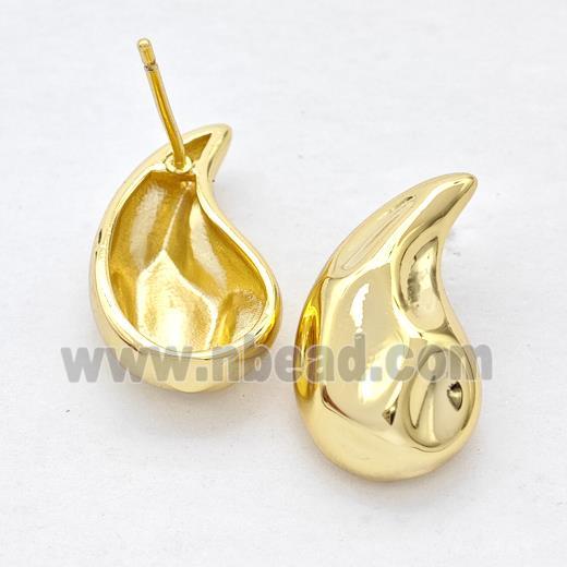 Copper Teardrop Stud Earring Gold Plated