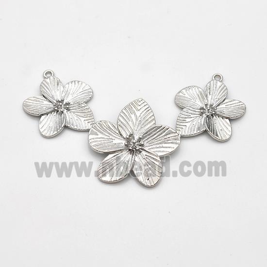 Copper Flower Pendant Links Platinum Plated