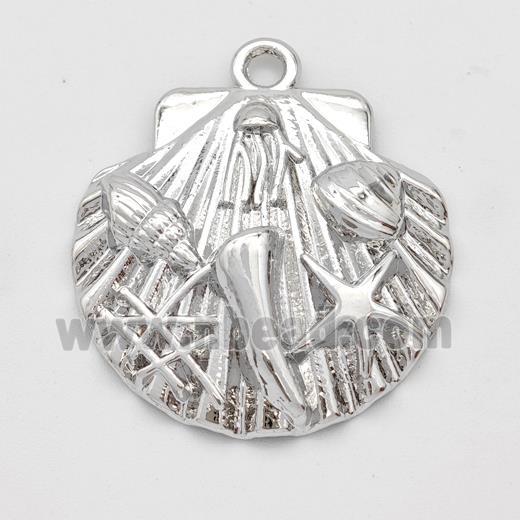 Scallop Charms Copper Shell Pendant Ocean Style Platinum Plated