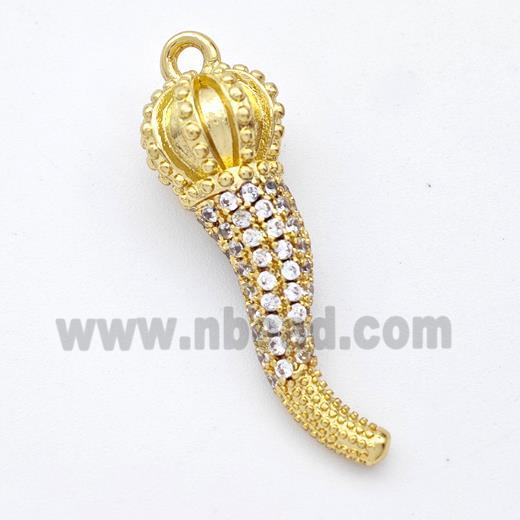 Copper Chili Pendant Micro Pave Zirconia Capsicum Gold Plated