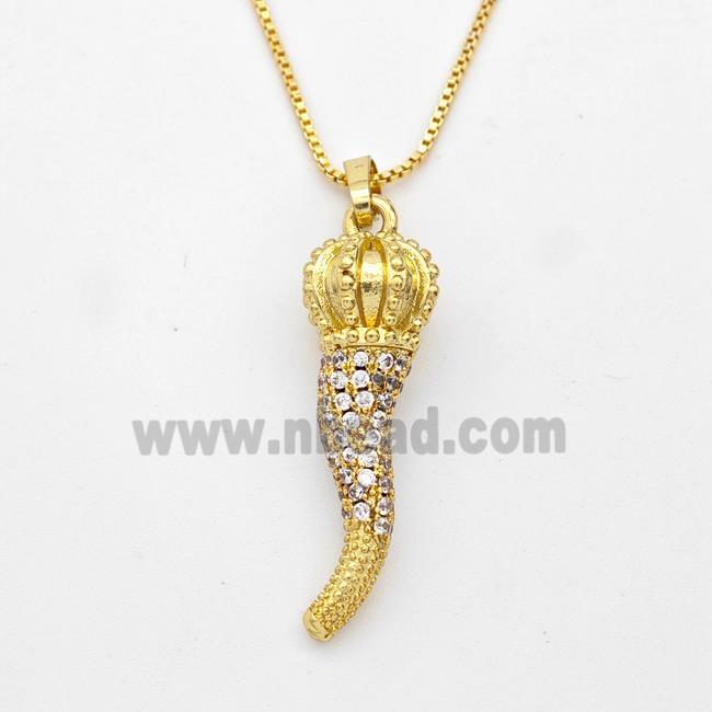 Copper Chili Necklace Pave Zirconia Capsicum Gold Plated