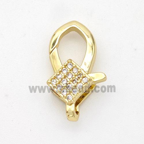 Copper Lobster Clasp Micro Pave Zirconia 18K Gold Plated