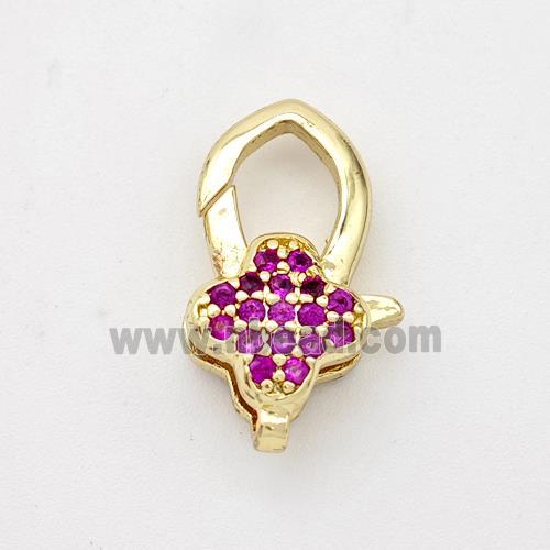 Copper Lobster Clasp Micro Pave Zirconia Clover 18K Gold Plated